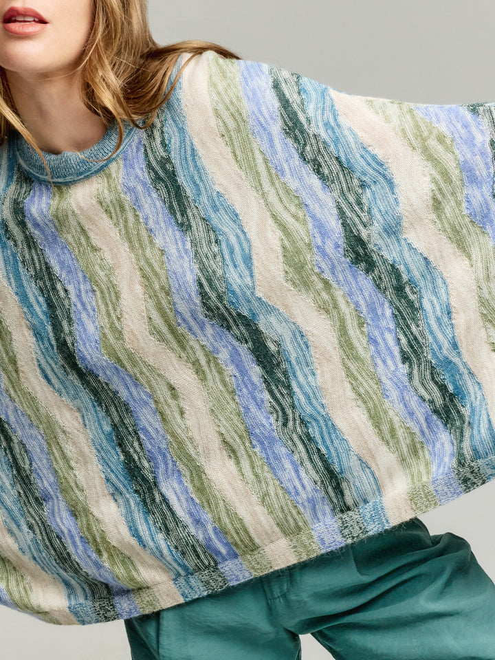 Yola Poncho Bebé Alpaca Color Azul Claro