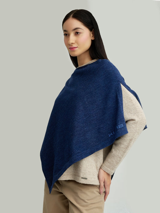 Yura Poncho Baby Alpaca Color Blue