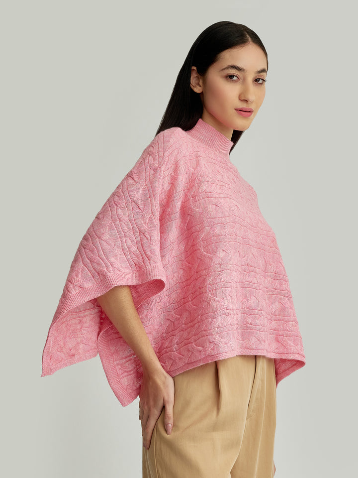Yanina Poncho Bebé Alpaca Color Rosa