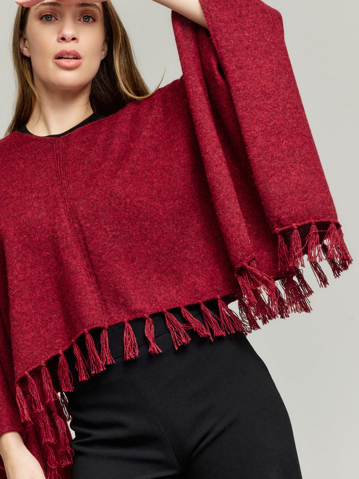 Poncho Scorpio Baby Alpaca Color Rojo