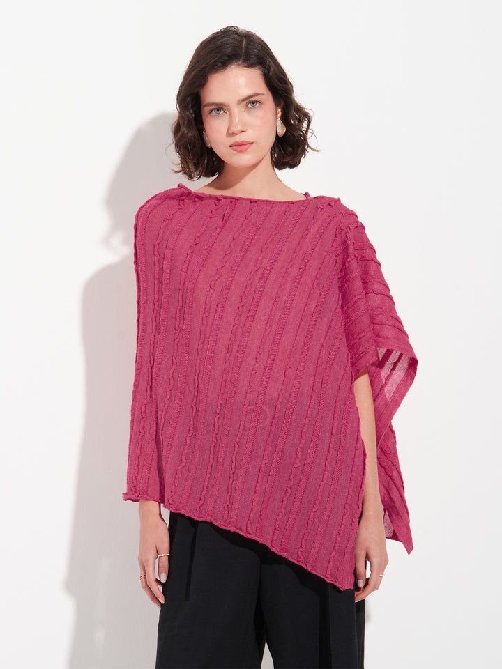 Poncho Zarina de alpaca bebé color fucsia