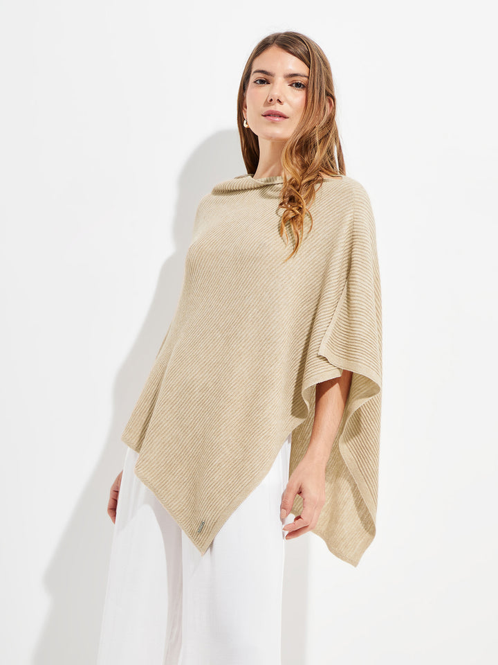 Poncho Ypanema de algodón color beige