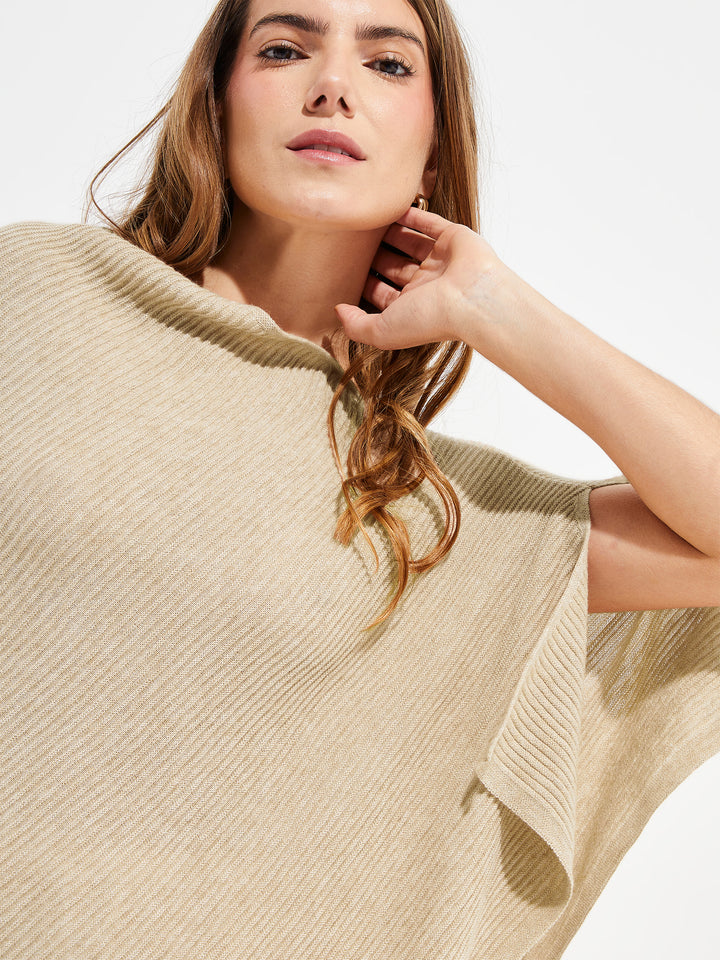 Poncho Ypanema de algodón color beige