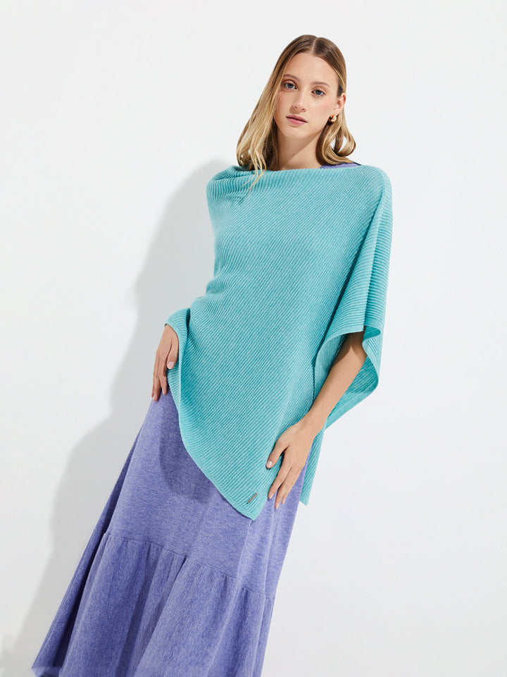 Poncho Ypanema de algodón color turquesa