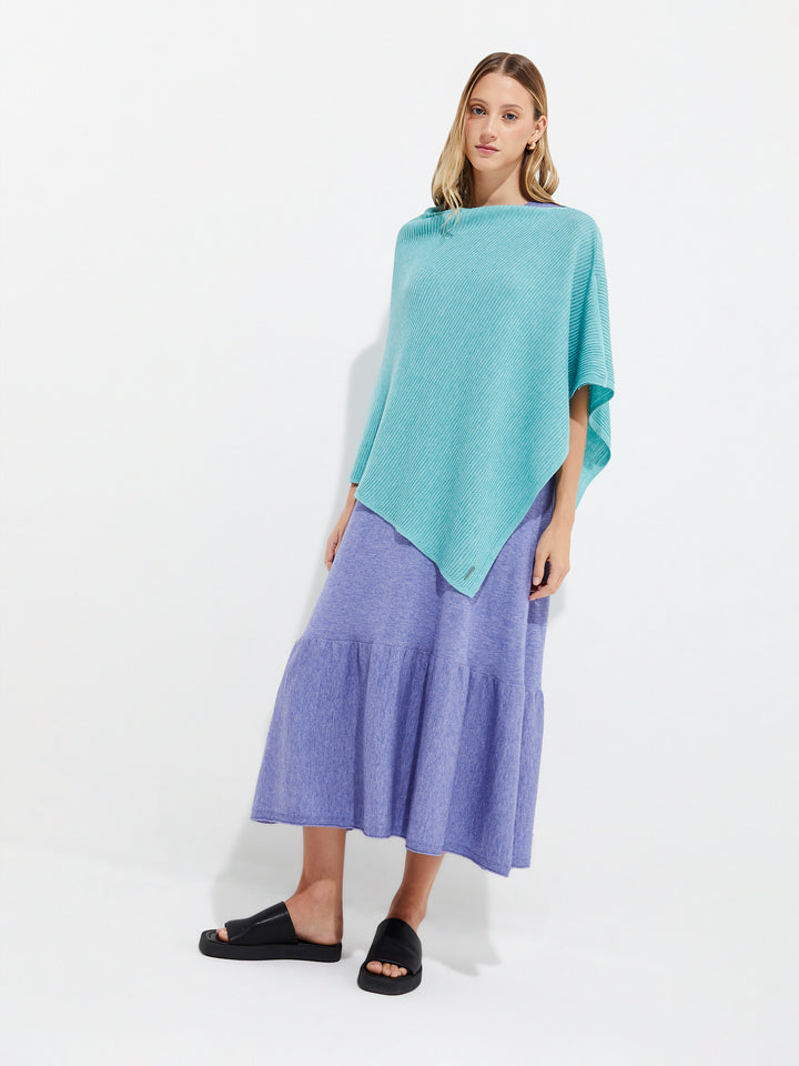 Poncho Ypanema de algodón color turquesa
