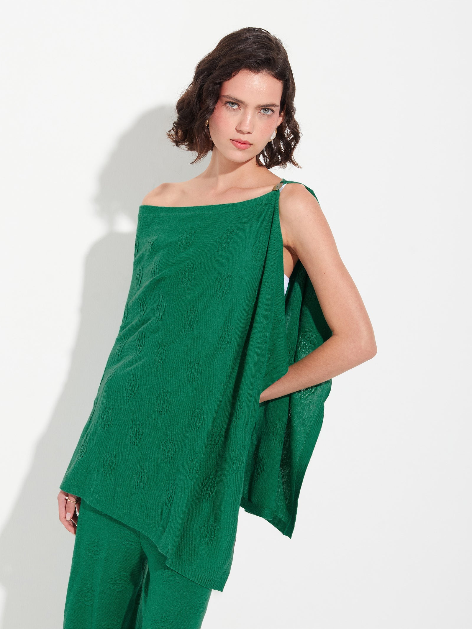 Poncho Zabeth Algodón Color Verde