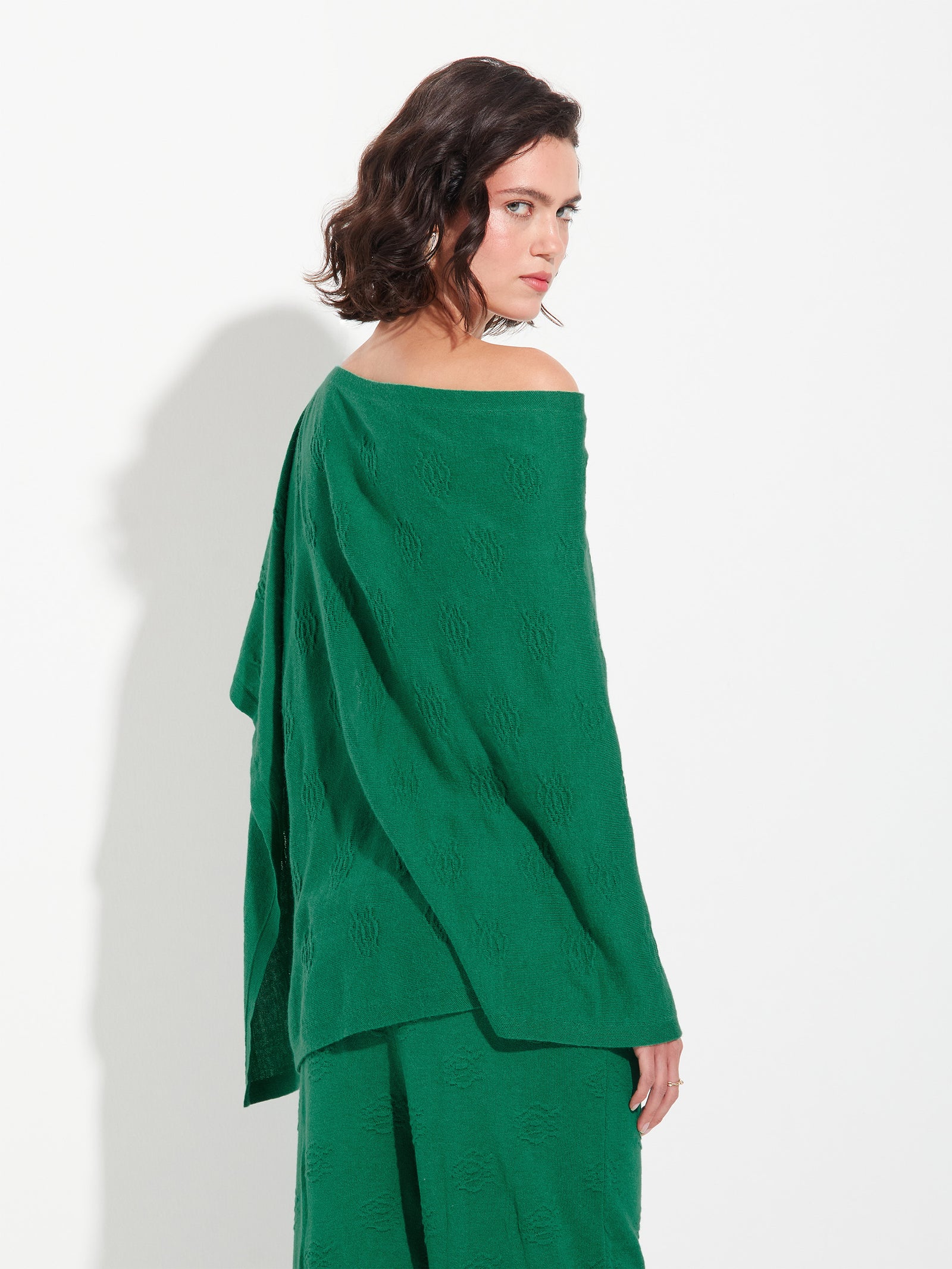 Poncho Zabeth Algodón Color Verde