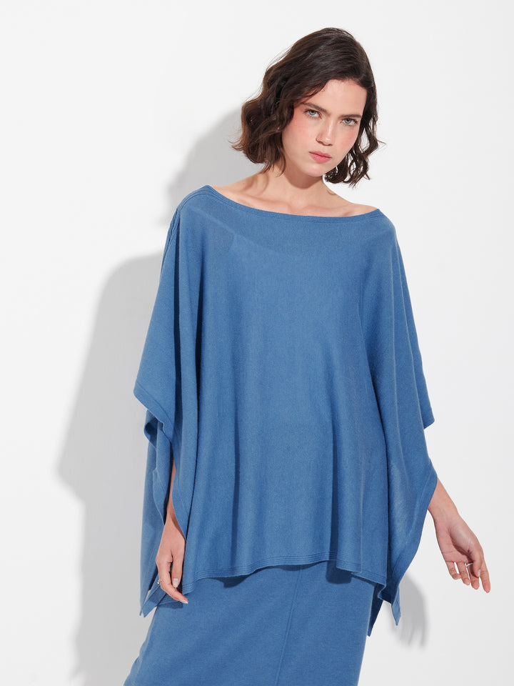 Zarah Poncho de Algodón Color Azul
