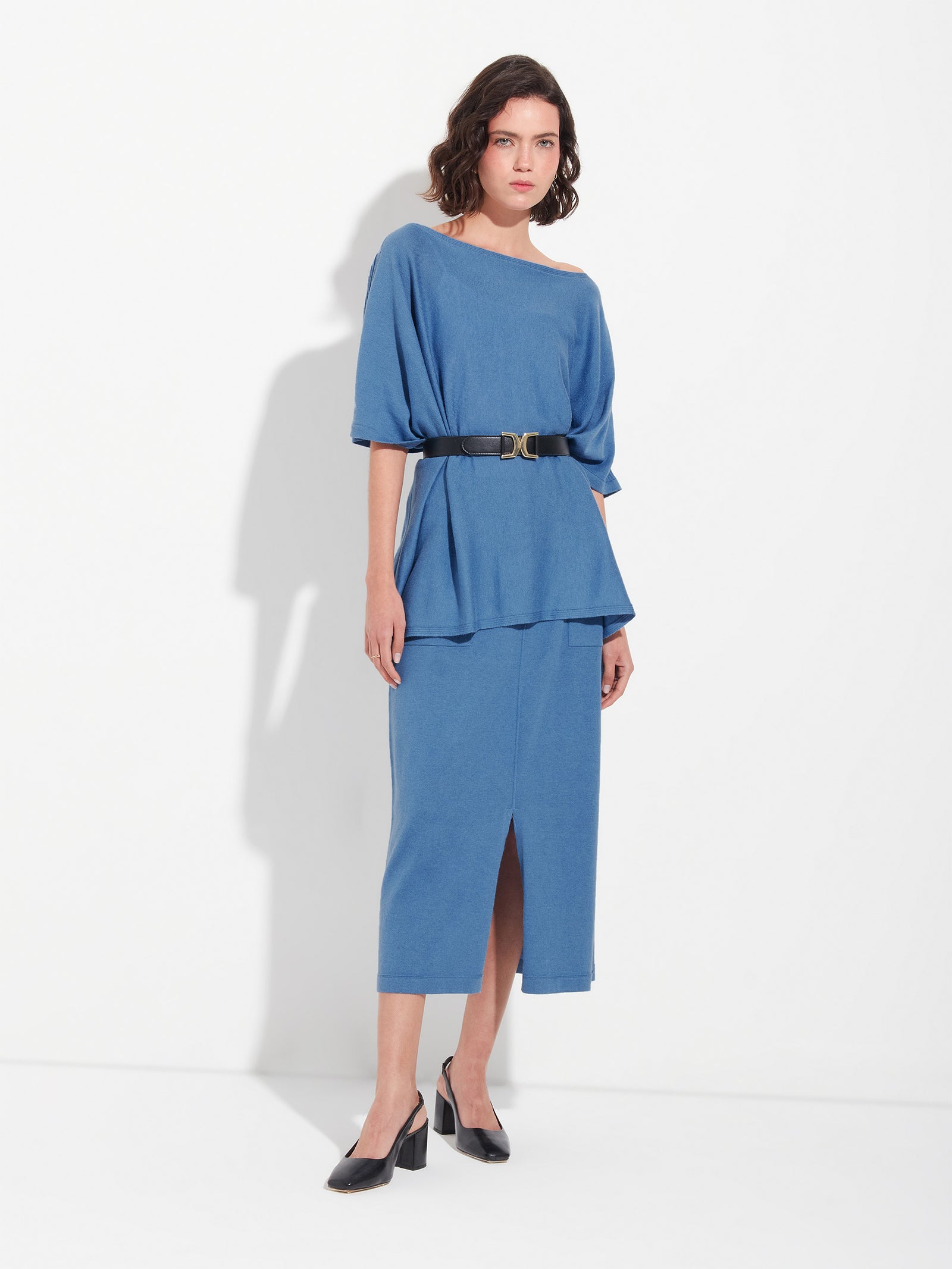 Zarah Poncho de Algodón Color Azul