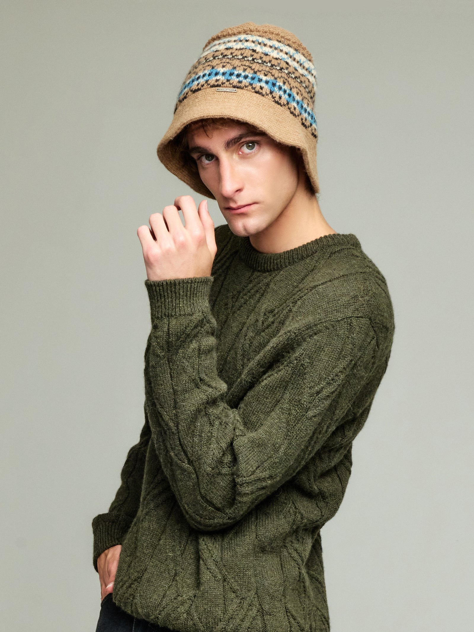 Sombrero de Cubo Yoke de Baby Alpaca Color Camel