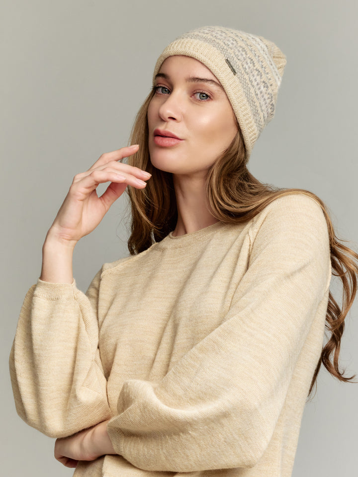 Gorro de alpaca para bebé Yourself color beige