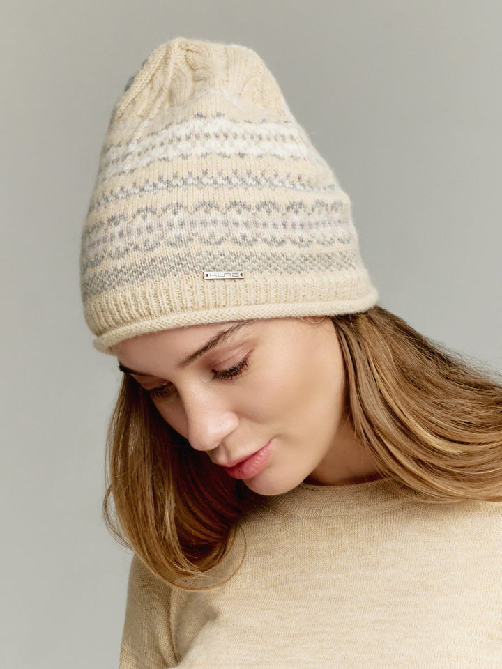 Gorro de alpaca para bebé Yourself color beige
