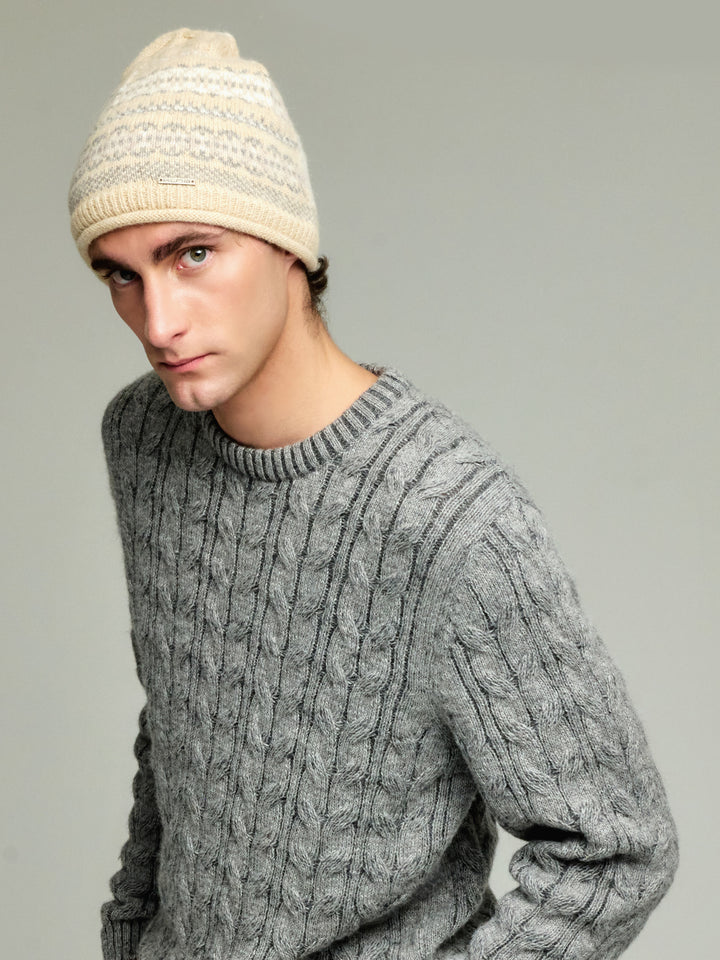 Gorro de alpaca para bebé Yourself color beige