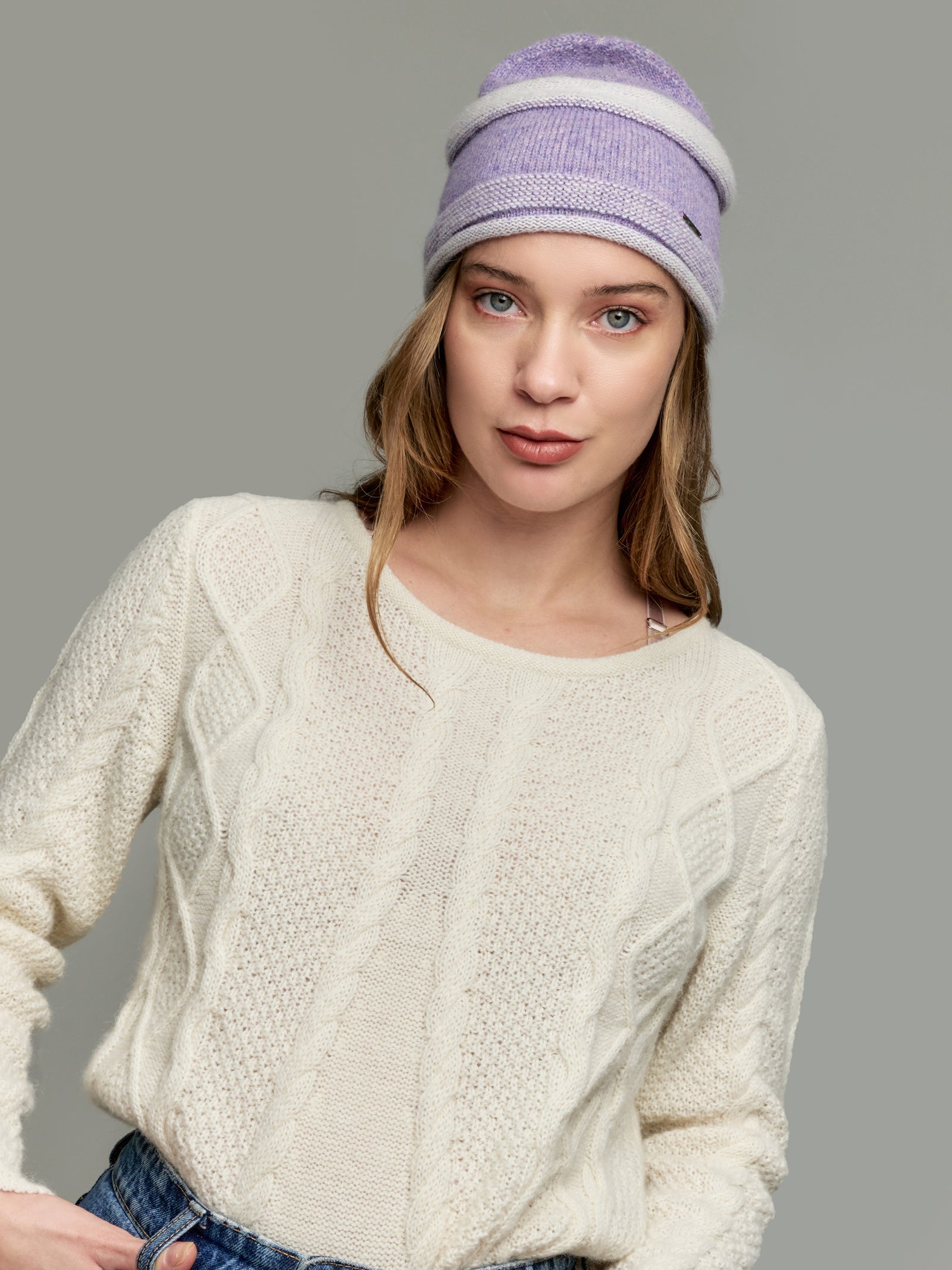 Ydris Hat Baby Alpaca Color Purple