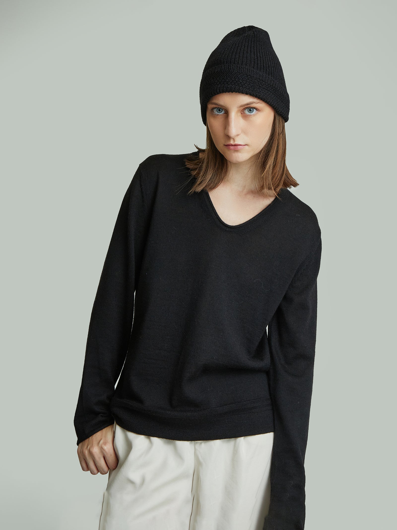 Gorro Bertie de baby alpaca, color negro