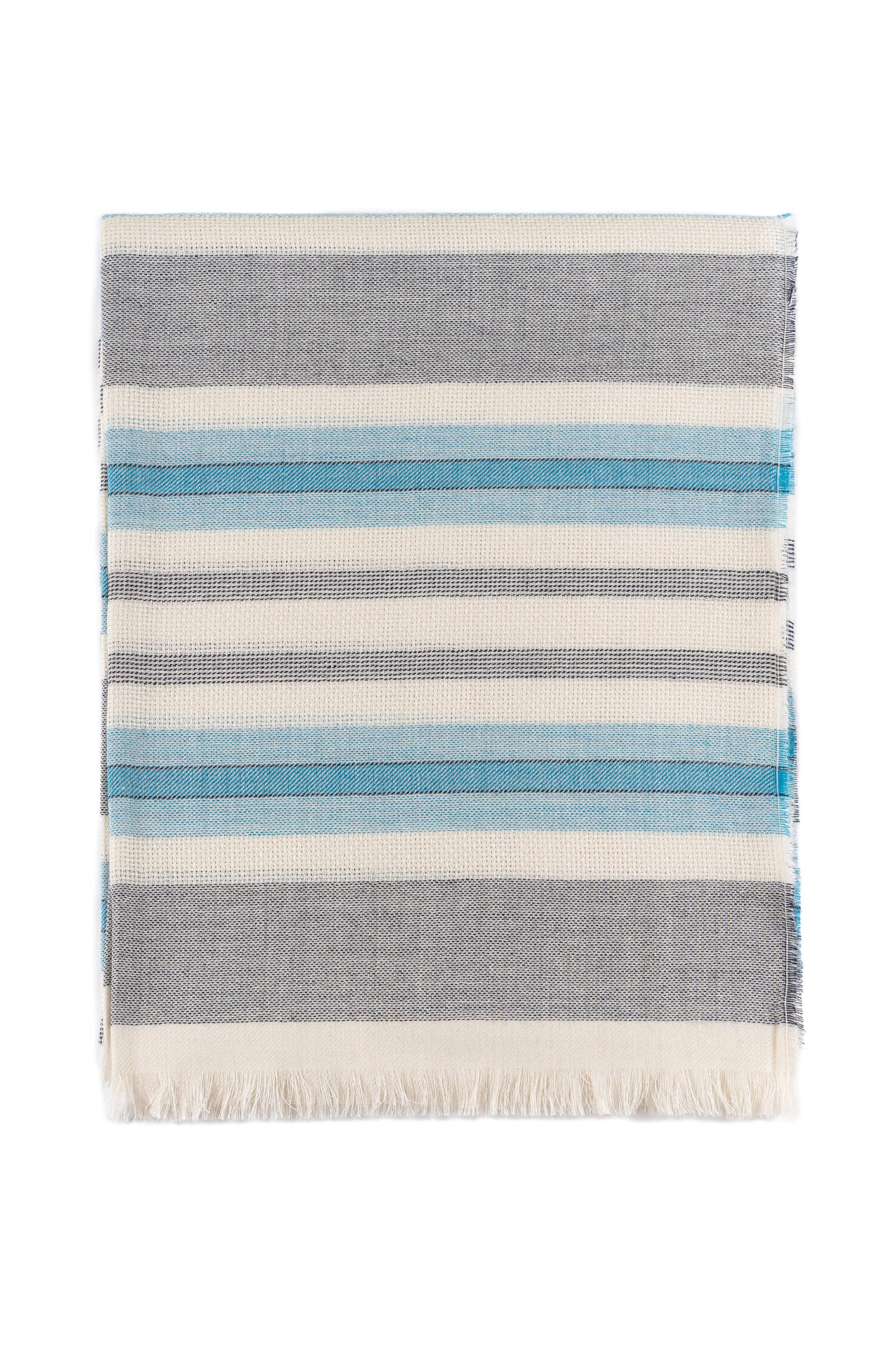 Baby Alpaca & Silk Throw Blanket color Grey/Sky Blue