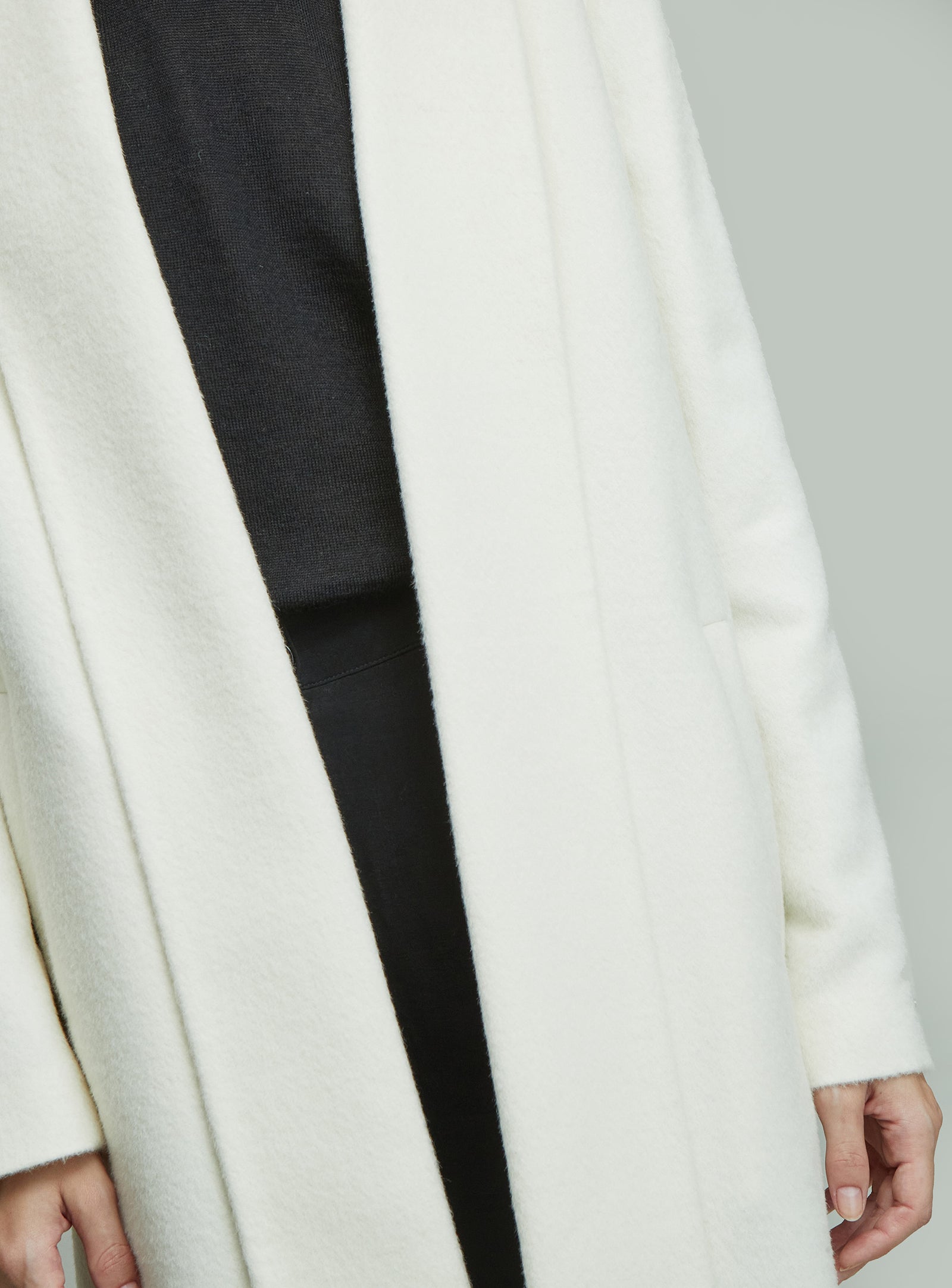 Long Swing Coat Baby Alpaca Color Ecru