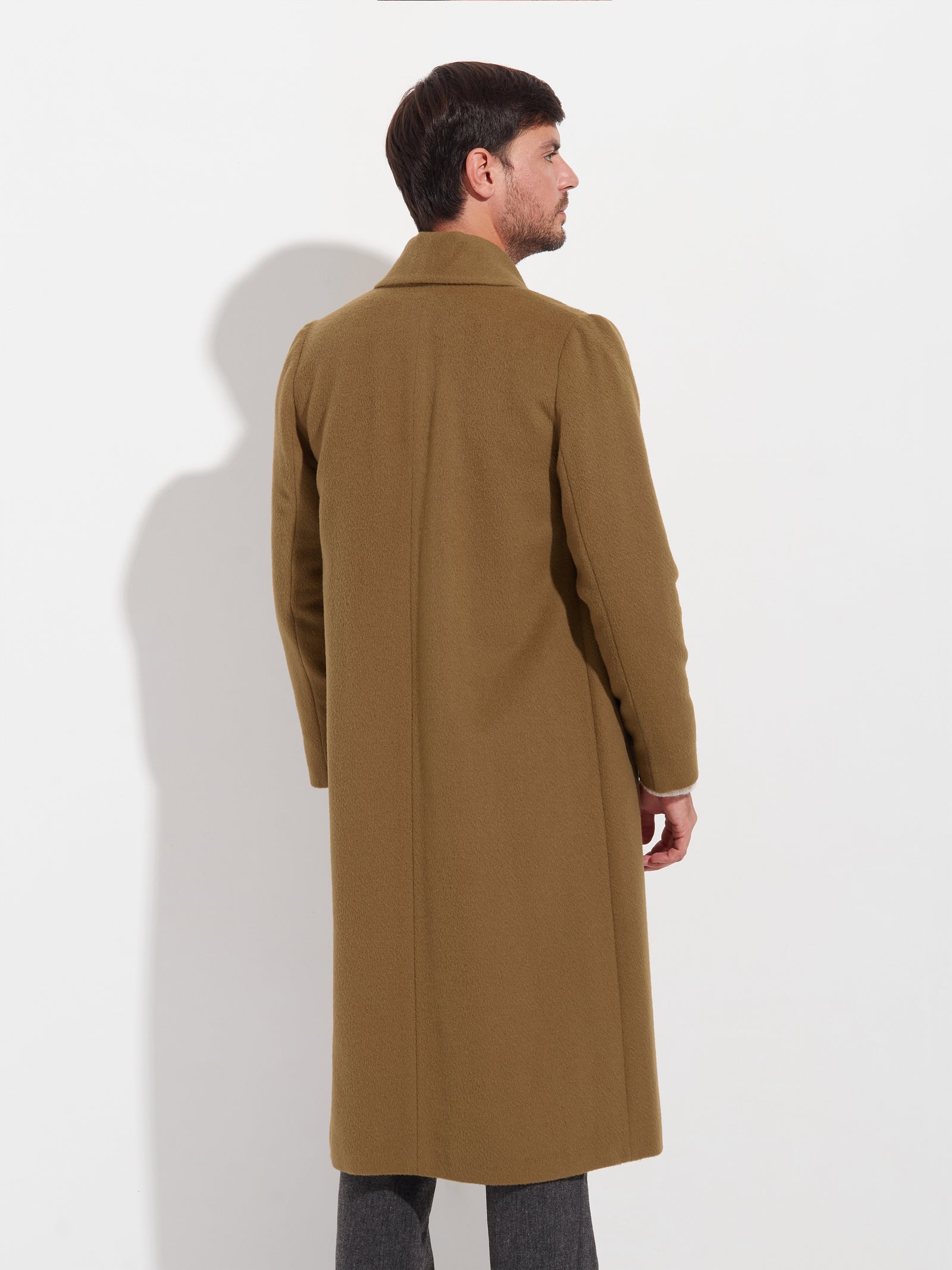 Long Swing Coat Baby Alpaca Color Brown
