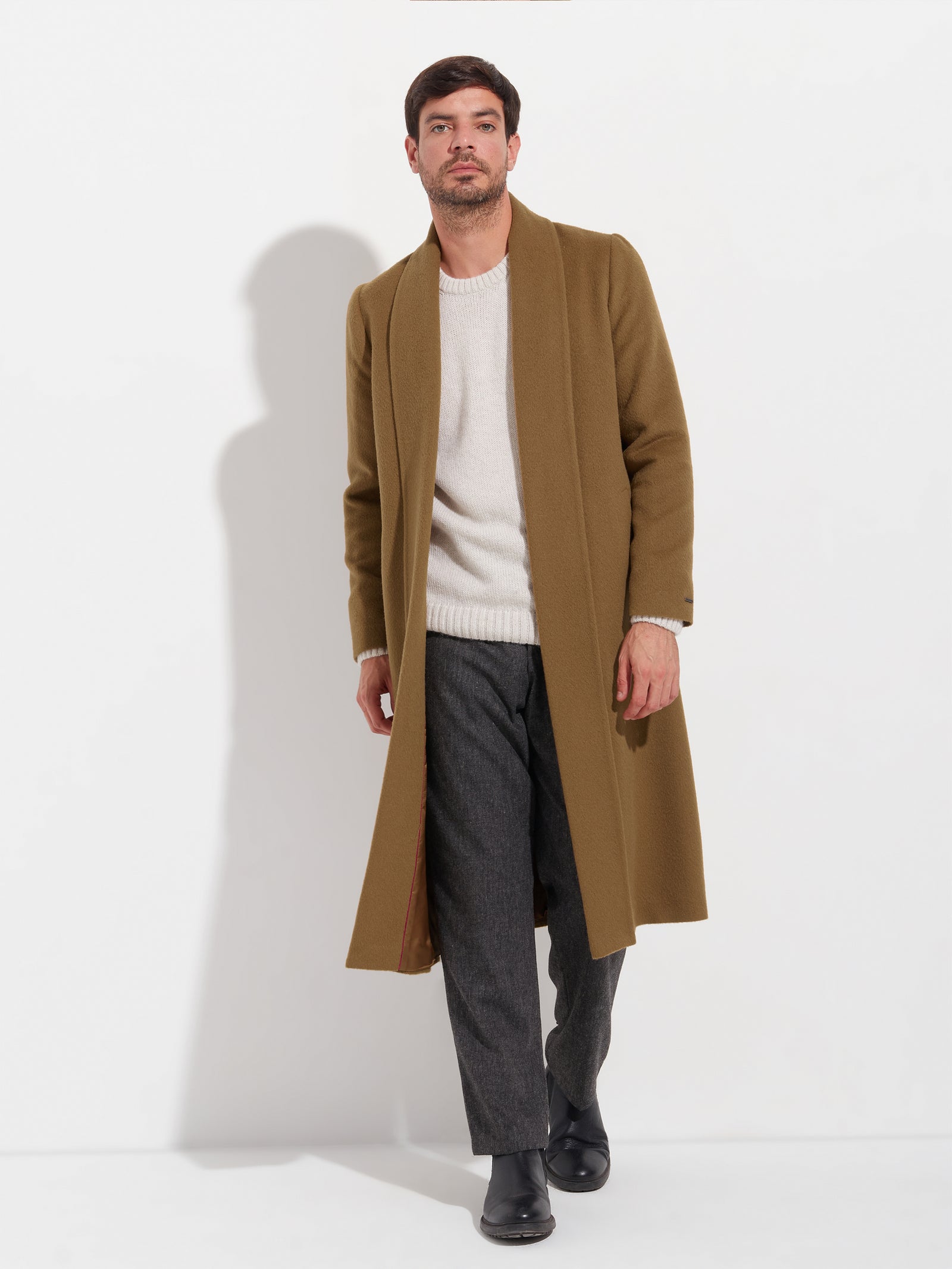 Long Swing Coat Baby Alpaca Color Brown