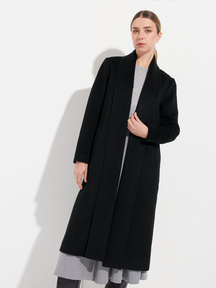 Abrigo Largo Swing Baby Alpaca Color Negro