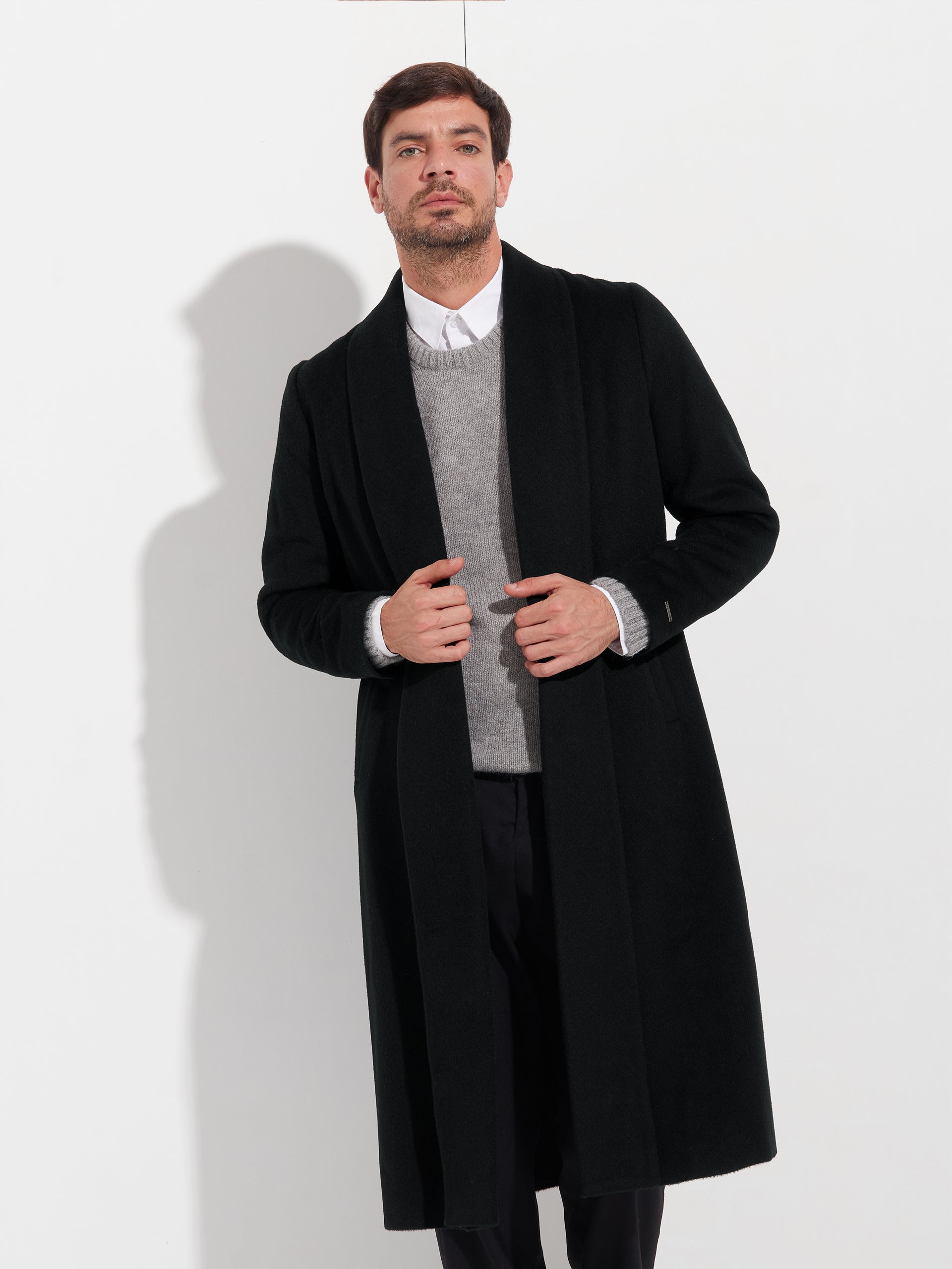 Long Swing Coat Baby Alpaca Color Black