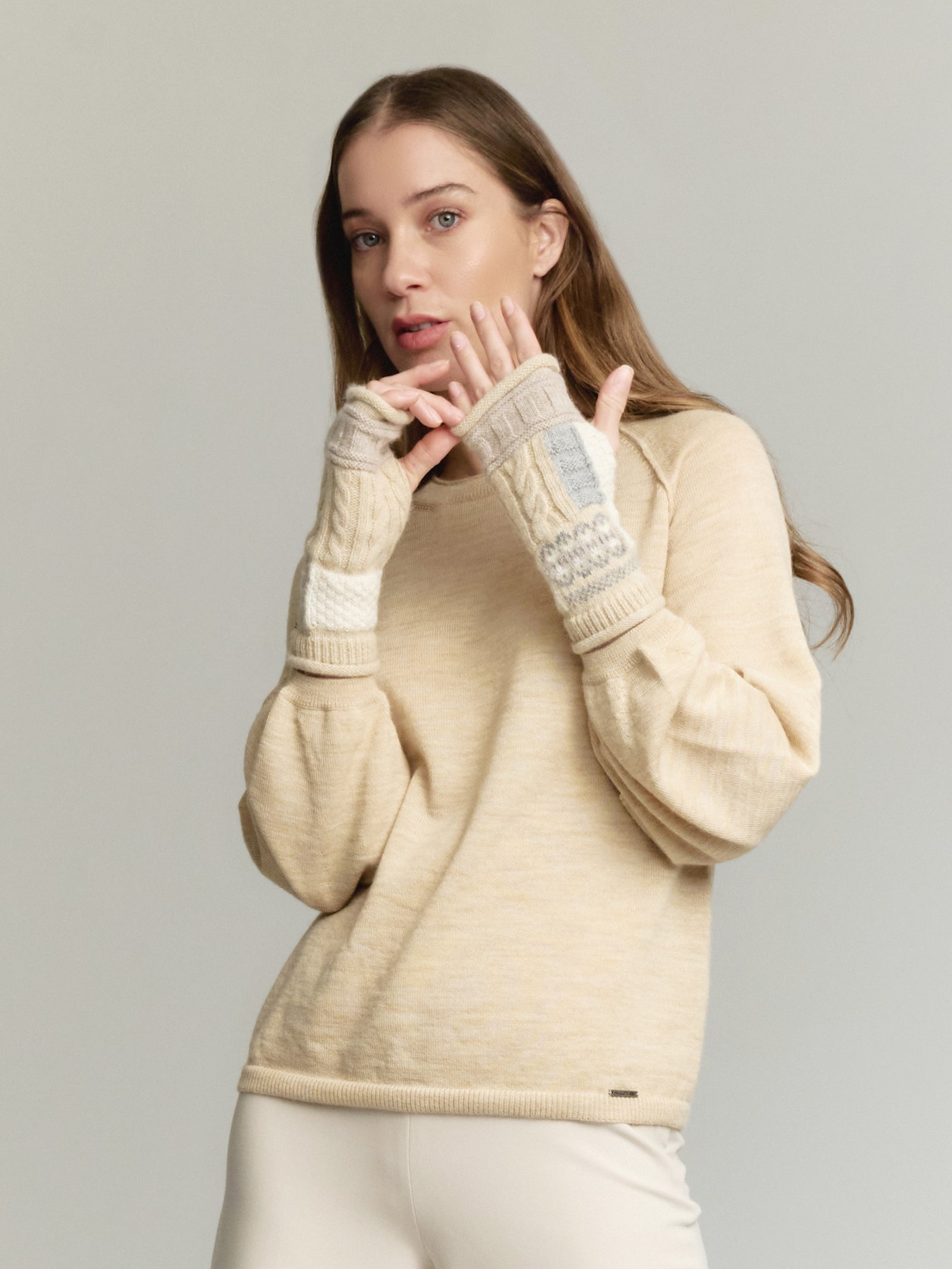 Guantes Yourself de alpaca bebé color beige