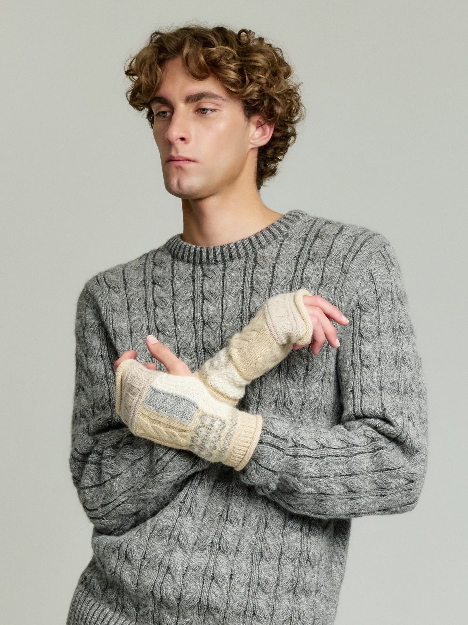 Guantes Yourself de alpaca bebé color beige