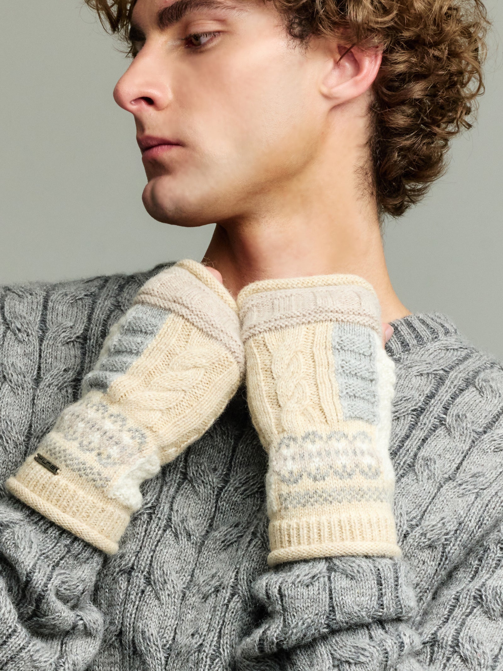 Guantes Yourself de alpaca bebé color beige