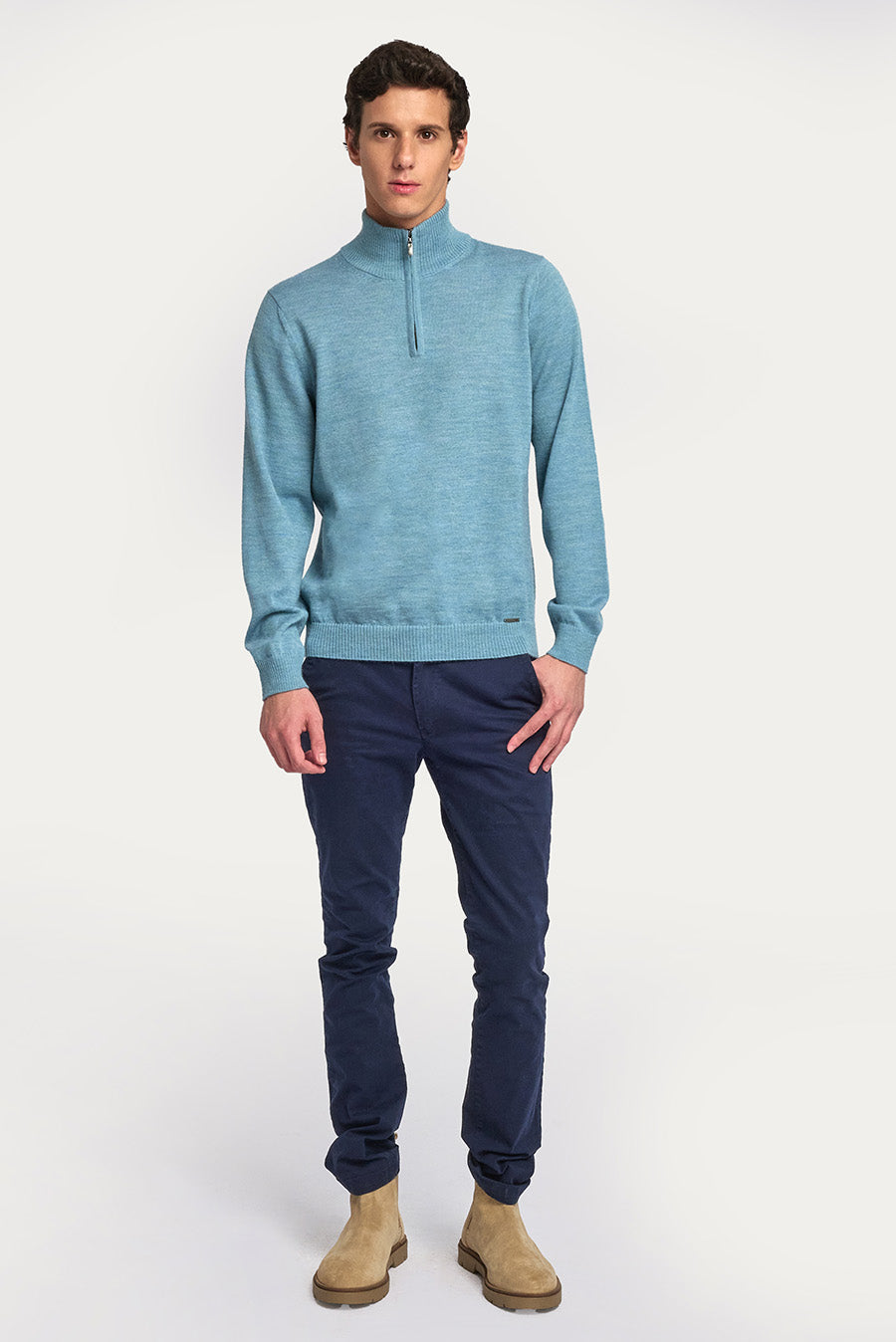 SUÉTER ALBERT DE BABY ALPACA COLOR ALAMO