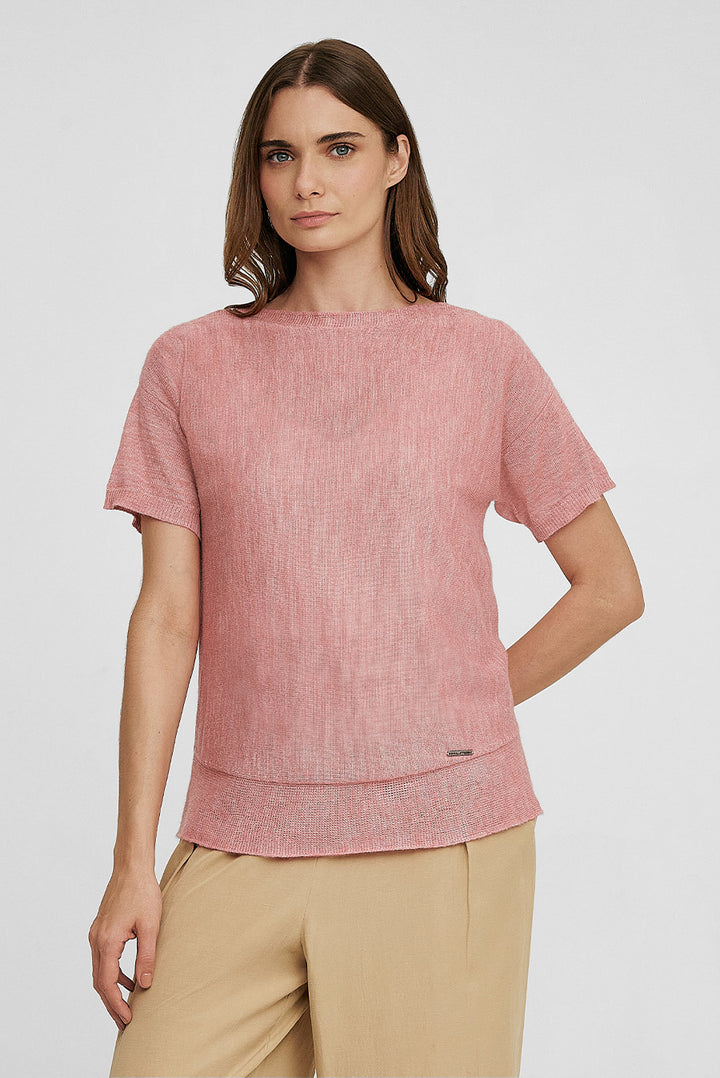 Dónde suéter de bebé alpaca y seda, color rosa