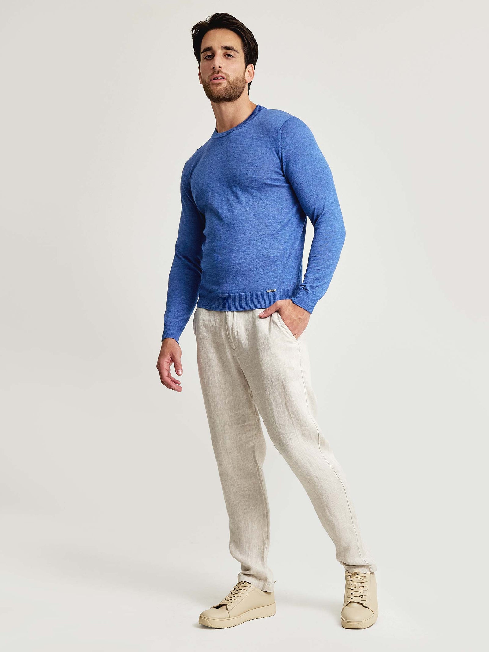 Suéter Wembley de Baby Alpaca y Seda Color Azul
