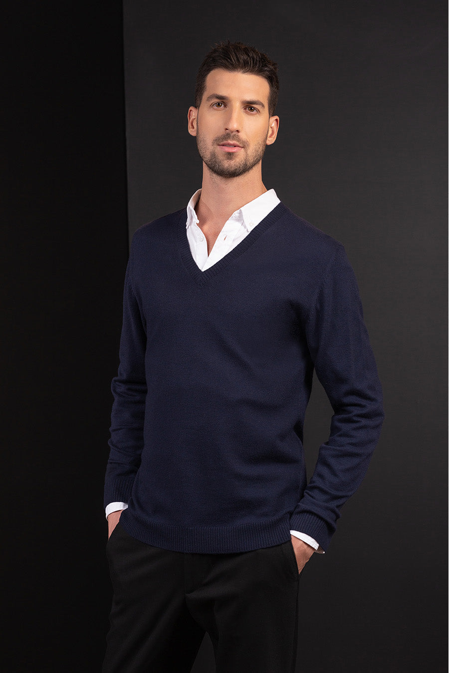 SUÉTER BEMOL DE GUANACO & LANA COLOR NAVY