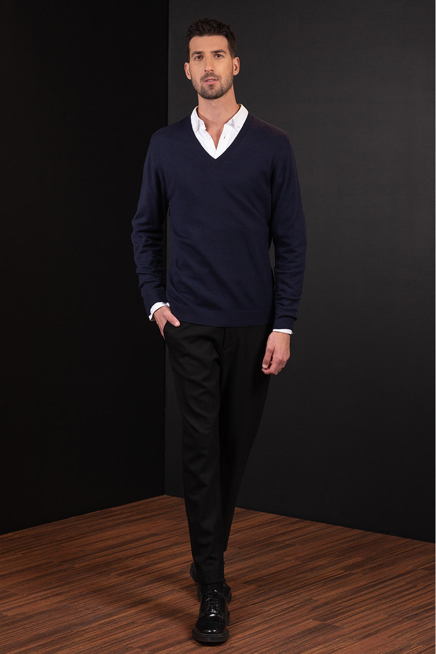 SUÉTER BEMOL DE GUANACO & LANA COLOR NAVY