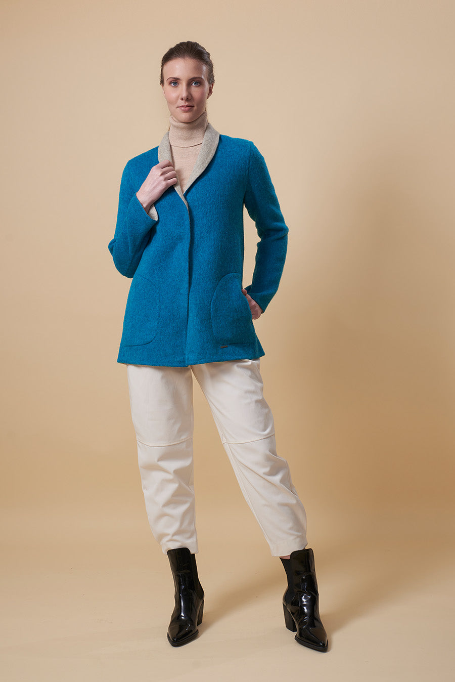 Saco Urgente De Baby Alpaca Color Diesel & Arena