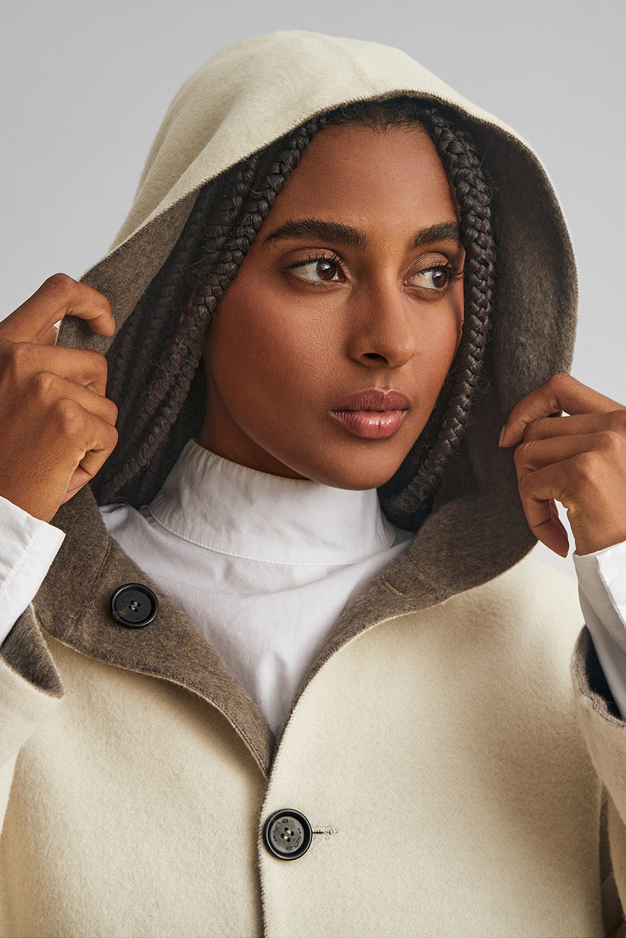 Whoopi Coat Baby Alpaca Color Sepia & Ecru