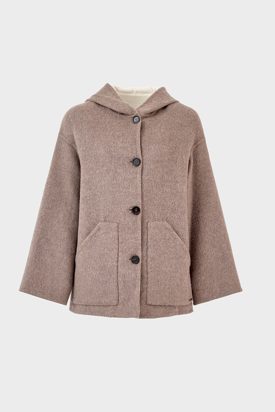 Whoopi Coat Baby Alpaca Color Sepia & Ecru