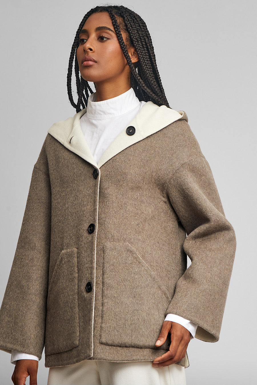 Whoopi Coat Baby Alpaca Color Sepia & Ecru
