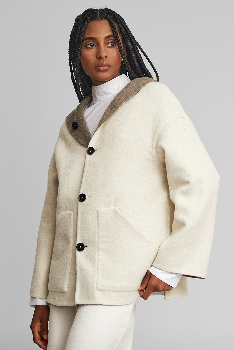 Whoopi Coat Baby Alpaca Color Sepia & Ecru