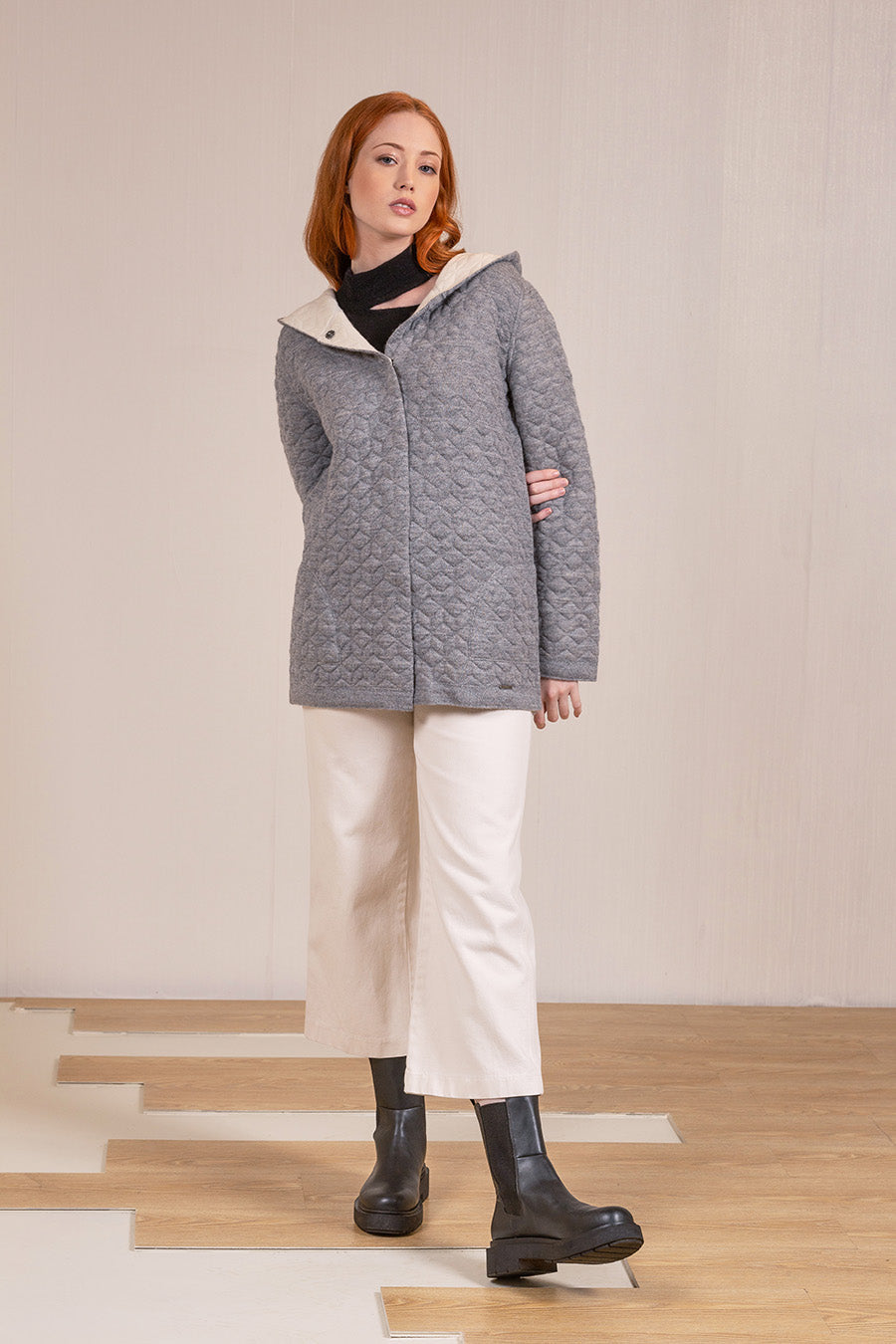 Varsovia Cardigan Baby Alpaca & Cotton Color Smoke & Ecru