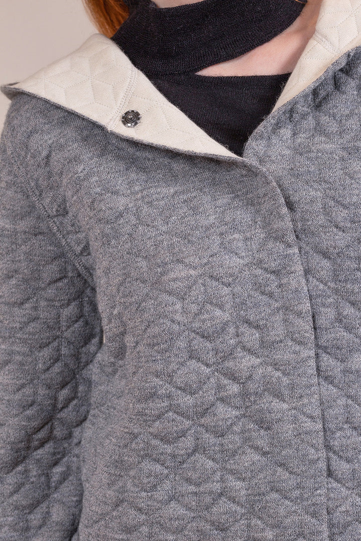 Cárdigan Varsovia De Baby Alpaca & Algodón Color Smoke & Ecru