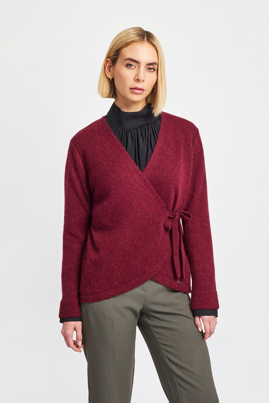 Cárdigan Weekend De Baby Alpaca Color Bloodstone