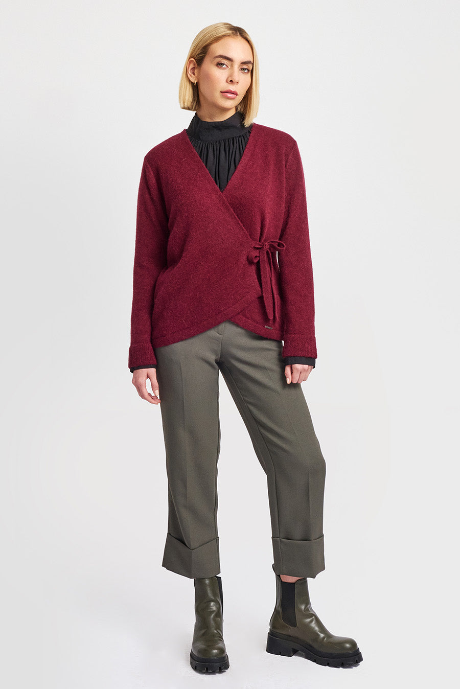 Cárdigan Weekend De Baby Alpaca Color Bloodstone