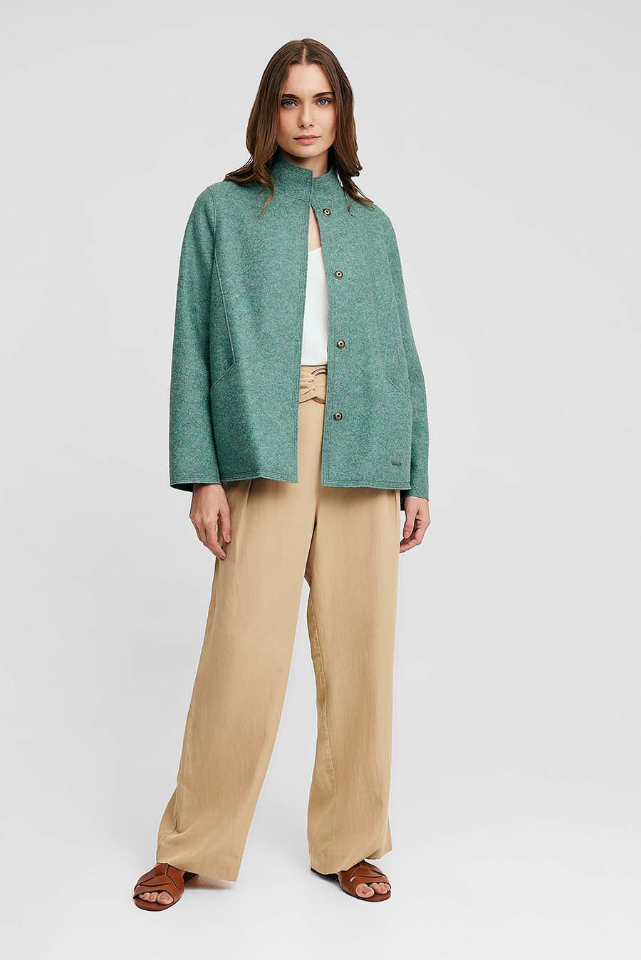 Weasly Coat Alpaca Color Green