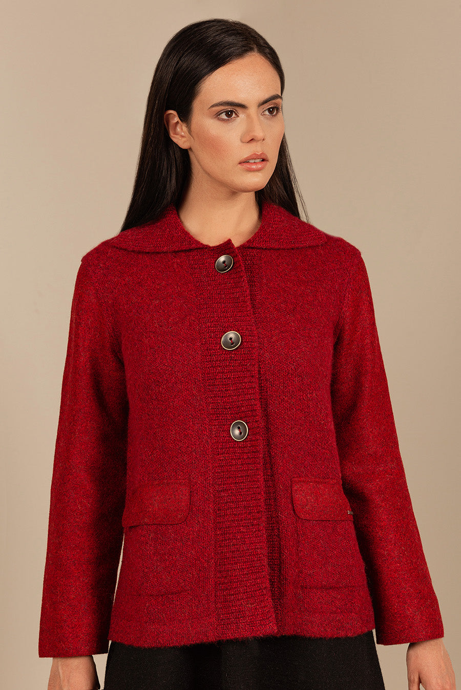 Cárdigan Unico De Baby Alpaca Color Redpepper