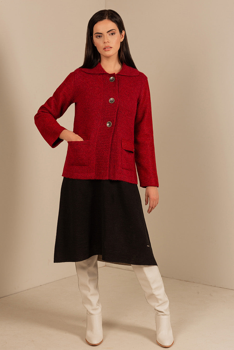 Cárdigan Unico De Baby Alpaca Color Redpepper