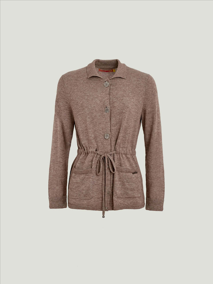 Cárdigan Wallis de algodón y baby alpaca color beige