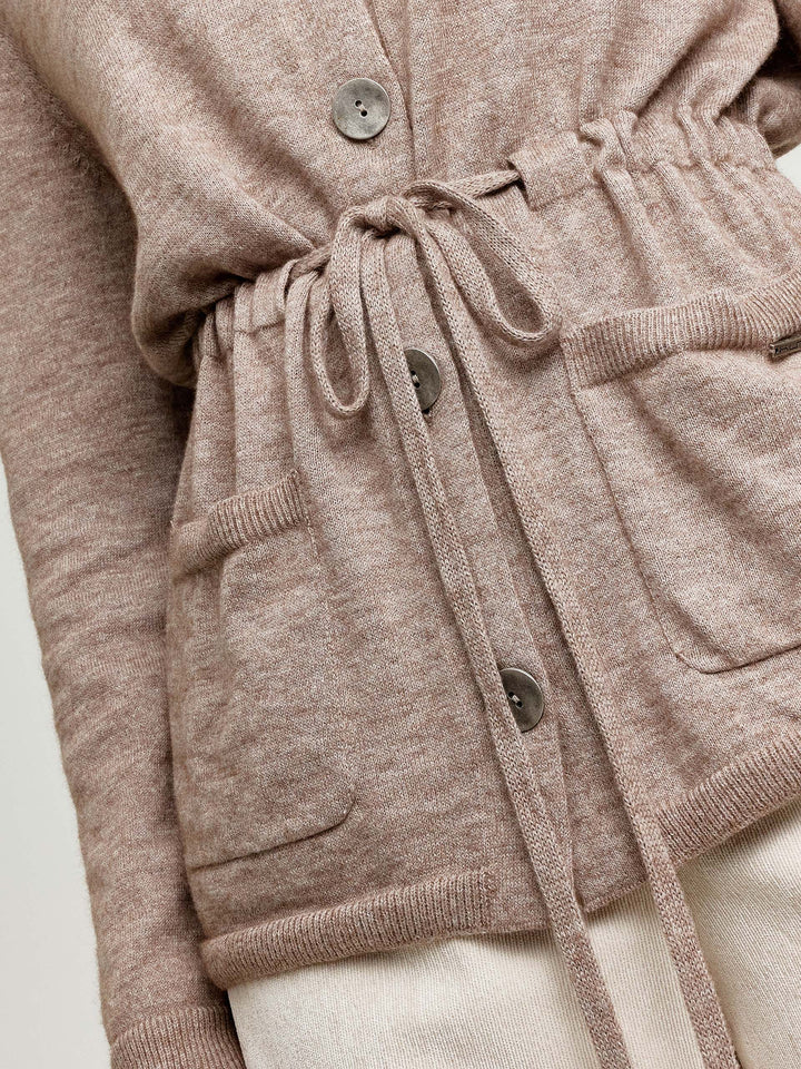 Cárdigan Wallis de algodón y baby alpaca color beige