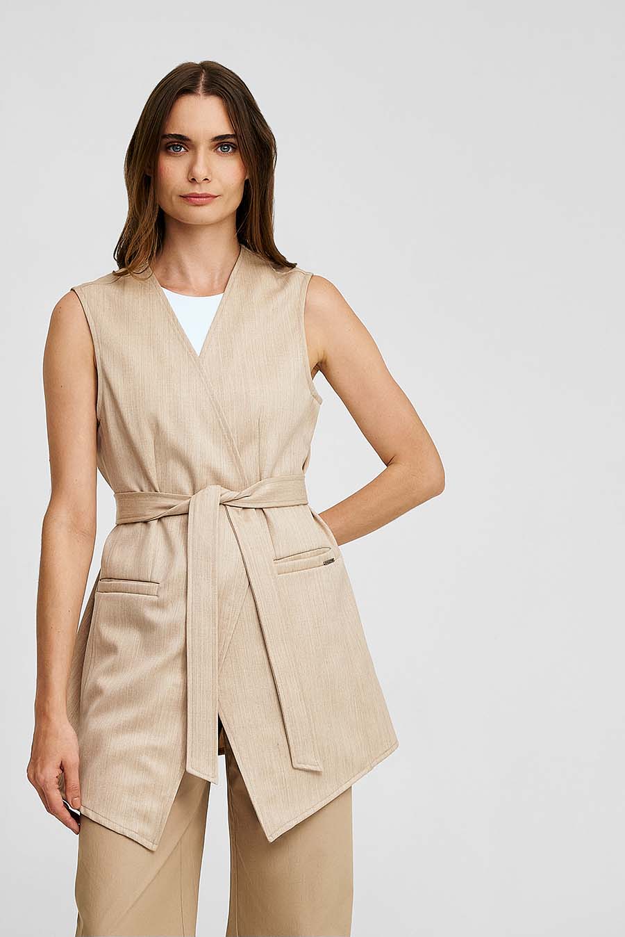 Chaleco Wise de Lana y Baby Alpaca Color Beige