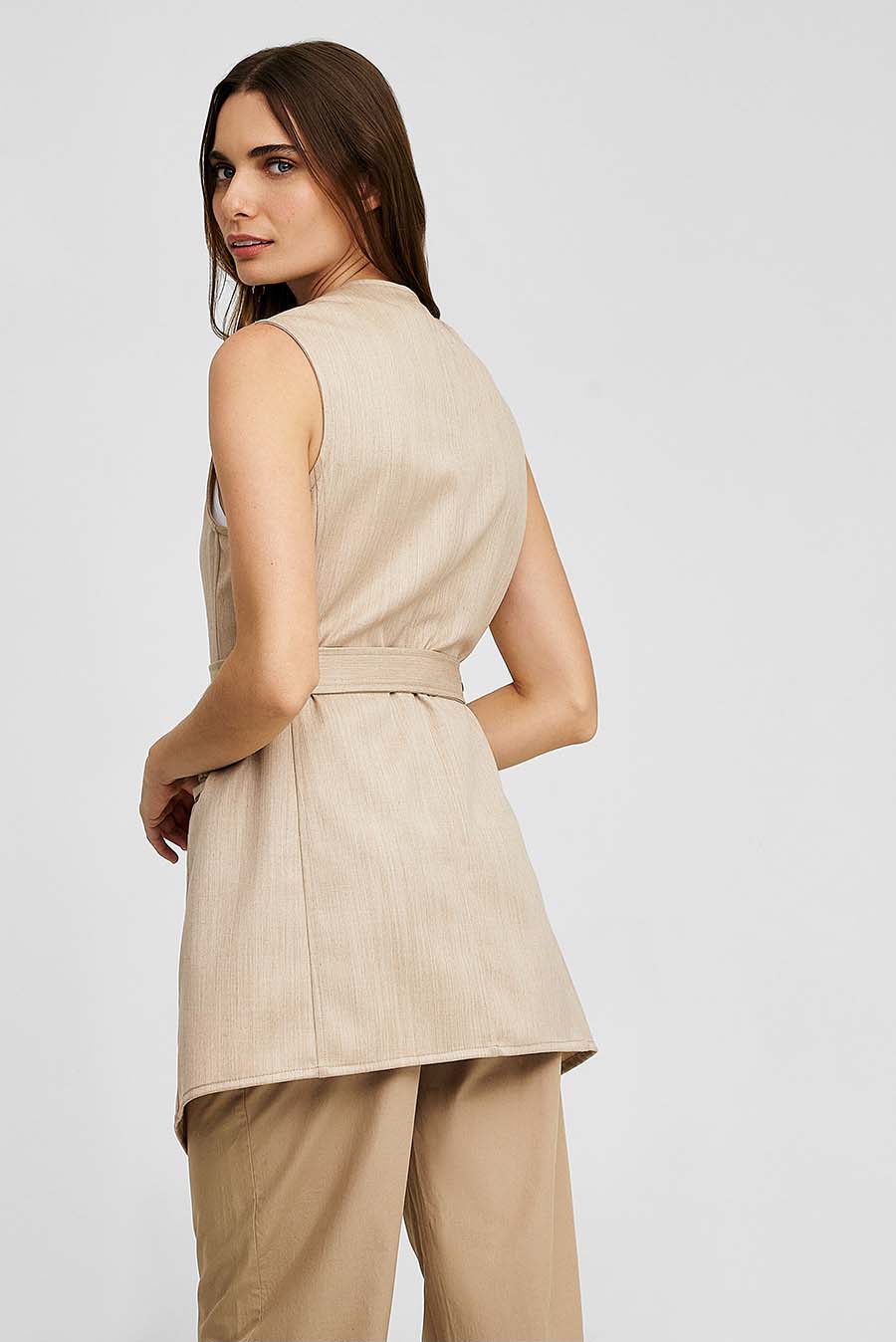 Chaleco Wise de Lana y Baby Alpaca Color Beige