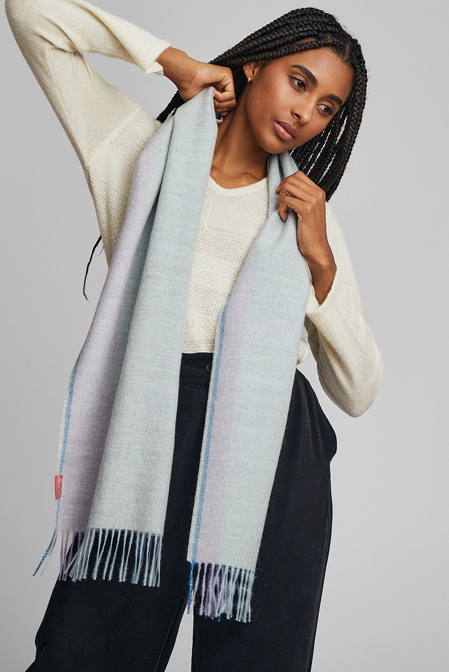 Rear Scarf Baby Alpaca Color Baby Blue